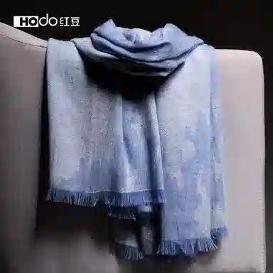 红豆 保暖提花加长加宽两用款 山羊绒 披肩 女款