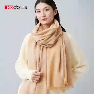 红豆 保暖提花加长加宽两用款 山羊绒 披肩 女款