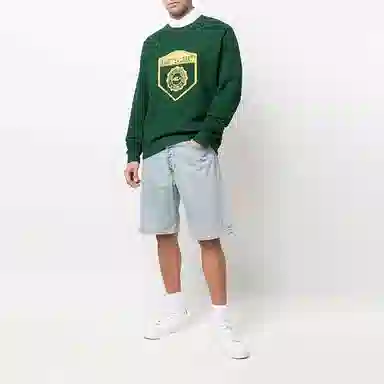 Saint Laurent SS22 Letter Print Crewneck Sweatshirt Green