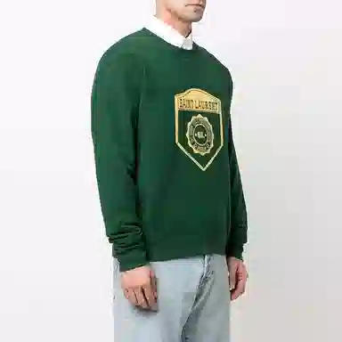 Saint Laurent SS22 Letter Print Crewneck Sweatshirt Green