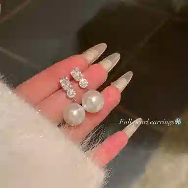 芒果饰品 镶钻爆闪珍珠 铜 耳环 女款