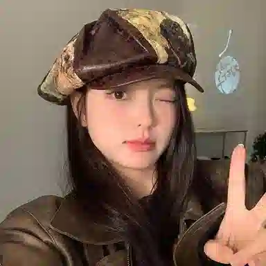 优莲茵 复古小狗图案洋气大帽檐显脸小可松紧八角帽 涤纶 贝雷帽 女款