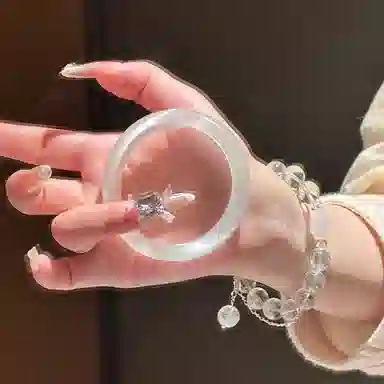 【蛇运吉祥】 雅谷 白月光 一步一响 平安贵妃玉镯 国潮复古 高级感清冷 新中式古风汉服旗袍百搭精致美人镯 玻璃猫眼 玉石手镯 女款