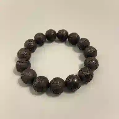 耳玺 精雕招财进宝有钱花转运铜钱新中式古风文玩盘玩复古国潮小众高级感 黑檀 手串 男女同款情侣款