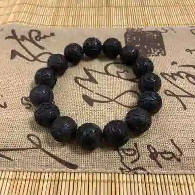 耳玺 精雕招财进宝有钱花转运铜钱新中式古风文玩盘玩复古国潮小众高级感 黑檀 手串 男女同款情侣款