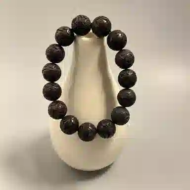 耳玺 精雕招财进宝有钱花转运铜钱新中式古风文玩盘玩复古国潮小众高级感 黑檀 手串 男女同款情侣款