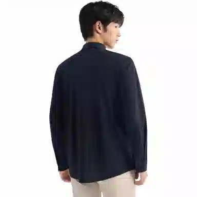 九牧王男裤专家 休闲舒适标准泡泡肌理长袖衬衫 男款