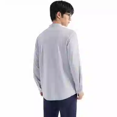 九牧王男裤专家 休闲舒适标准泡泡肌理长袖衬衫 男款