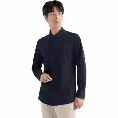 九牧王男裤专家 休闲舒适标准泡泡肌理长袖衬衫 男款