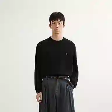 速写 纯色圆领简约日常宽松卫衣 男款 本黑