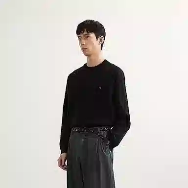 速写 纯色圆领简约日常宽松卫衣 男款 本黑