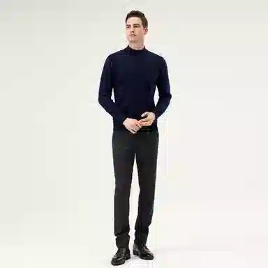 恒源祥 厚款半高领纯羊毛针织毛衣 男款