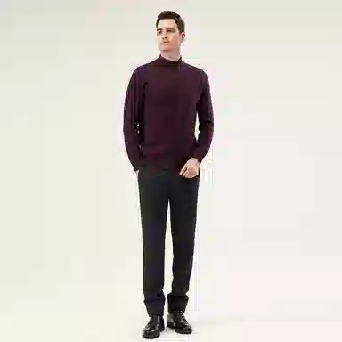 恒源祥 厚款半高领纯羊毛针织毛衣 男款