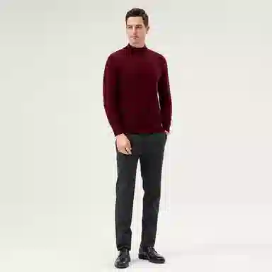 恒源祥 厚款半高领纯羊毛针织毛衣 男款