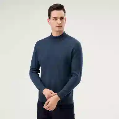 恒源祥 厚款半高领纯羊毛针织毛衣 男款