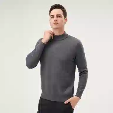 恒源祥 厚款半高领纯羊毛针织毛衣 男款