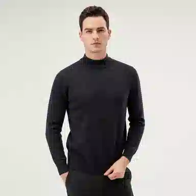 恒源祥 厚款半高领纯羊毛针织毛衣 男款