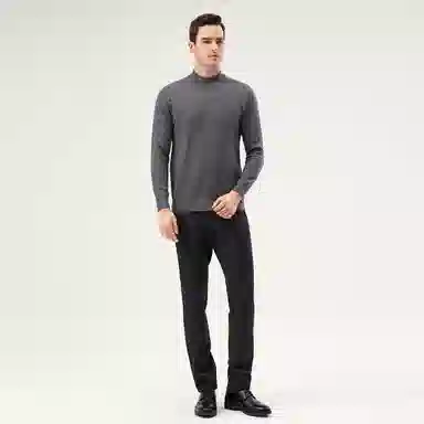 恒源祥 厚款半高领纯羊毛针织毛衣 男款