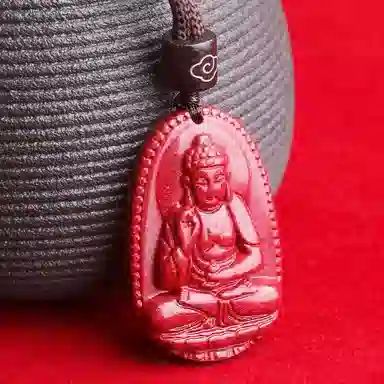 妍韵珠宝 十二生肖本命佛 平安好运吉祥护身符 再造辰砂朱砂 玉石吊坠 男女同款情侣款