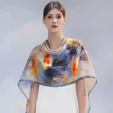 上海故事 桑波缎提花喷绘长巾 桑蚕丝 丝巾 女款 馥锦韶华