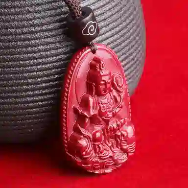 妍韵珠宝 十二生肖本命佛 平安好运吉祥护身符 再造辰砂朱砂 玉石吊坠 男女同款情侣款