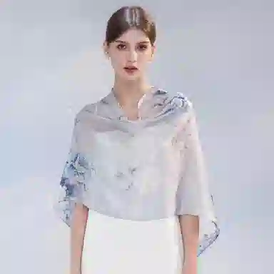 上海故事 桑波缎提花喷绘长巾 桑蚕丝 丝巾 女款 馥锦韶华