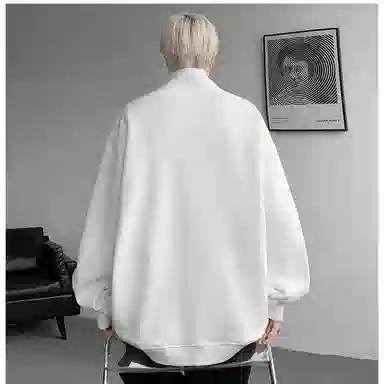 美式学院风潮牌基础款落肩袖简约日常高级感上衣百搭星星铆钉复古重磅半拉链立领纯色高街时尚潮流宽松休闲百搭通勤卫衣 男女同款