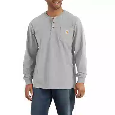 Carhartt K128 HEAVYWEIGHT LONG-SLEEVE POCKET HENLEY T-SHIRTT LOOSE FIT