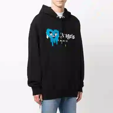 Palm Angels FW21 Spray Heart Logo Hoodie Black