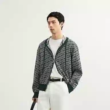 速写 纯色简约日常开襟针织衫 男款