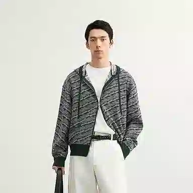 速写 纯色简约日常开襟针织衫 男款