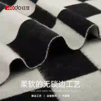 红豆 提花棋盘格保暖时尚围脖 山羊绒 绒线围巾 女款
