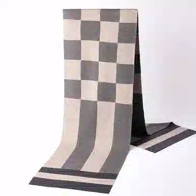 红豆 秋冬保暖格子长款 绒线围巾 男款