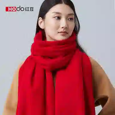 红豆 简约时尚保暖 山羊绒 绒线围巾 女款