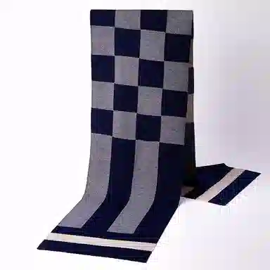 红豆 秋冬保暖格子长款 绒线围巾 男款