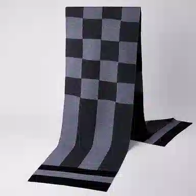 红豆 秋冬保暖格子长款 绒线围巾 男款