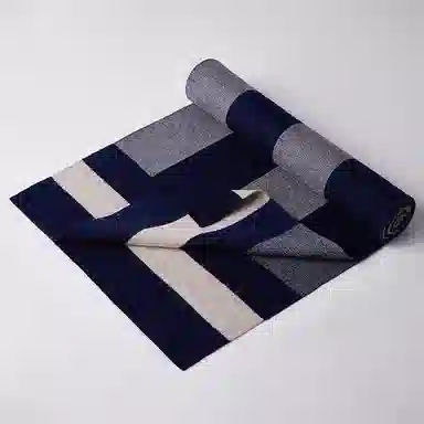 红豆 秋冬保暖格子长款 绒线围巾 男款