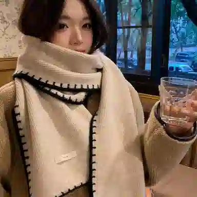 优幽兰 韩版百搭学生可爱纯色毛线针织保暖 时尚甜美 护颈防寒高级感休闲简约穿搭 绒线围巾 女款