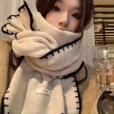 优幽兰 韩版百搭学生可爱纯色毛线针织保暖 时尚甜美 护颈防寒高级感休闲简约穿搭 绒线围巾 女款