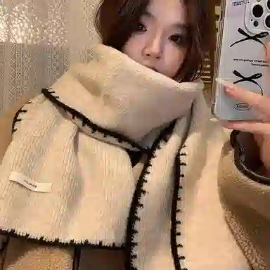 优幽兰 韩版百搭学生可爱纯色毛线针织保暖 时尚甜美 护颈防寒高级感休闲简约穿搭 绒线围巾 女款