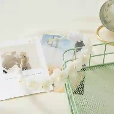 妖娆猫 甜美小香风白色仿珍珠花朵发饰森系少女超仙头饰高级感百搭压发头箍 合金 发箍 女款