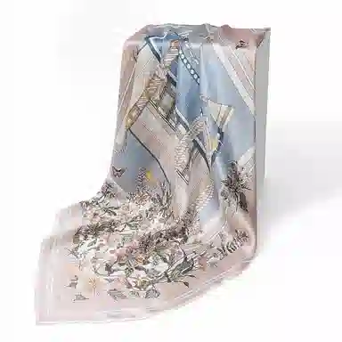 上海故事 加大真丝大方巾 桑蚕丝 丝巾 女款 温婉花意