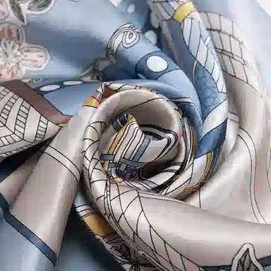 上海故事 加大真丝大方巾 桑蚕丝 丝巾 女款 温婉花意