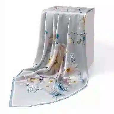 上海故事 加大真丝大方巾 桑蚕丝 丝巾 女款 温婉花意