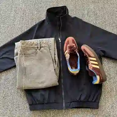 快鱼 简约基础款纯色百搭夹克外套 男女同款