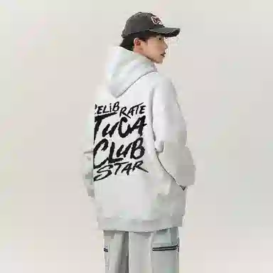 啄木鸟 美式高街复古背面印花休闲宽松卫衣 男女同款 黑色