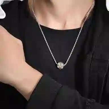 迎百宝 六字箴言转运珠 好运 新中式国潮高级感百搭卫衣链 合金 项链 男女同款情侣款