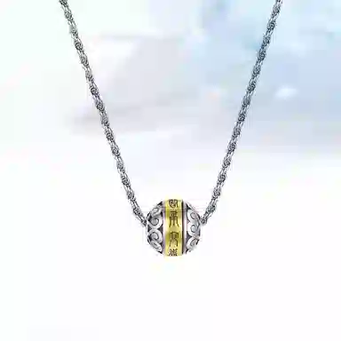 迎百宝 六字箴言转运珠 好运 新中式国潮高级感百搭卫衣链 合金 项链 男女同款情侣款