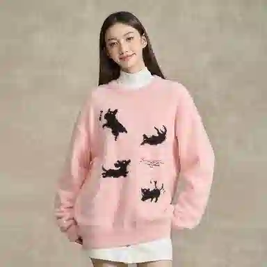 BONELESS Dog Pattern Pullover Sweater