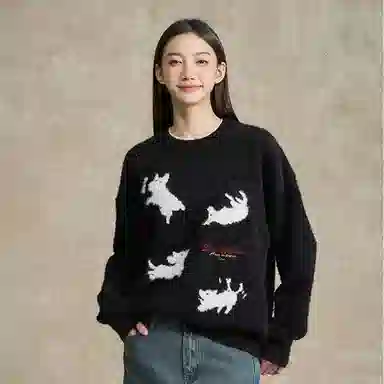 BONELESS Dog Pattern Pullover Sweater